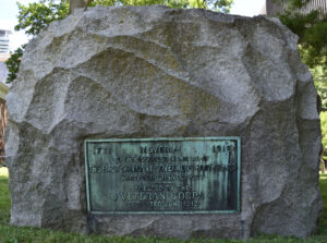 Photo of Governor's Foot Guard Boulder Monument #001, south side. Memorial boulder was dedicated to members of the first company Governors Foot Guard, HARTFORD CONNECTICUT - ERECTED BY THE VETERAN CORPS, DEDICATED JUNE 1912