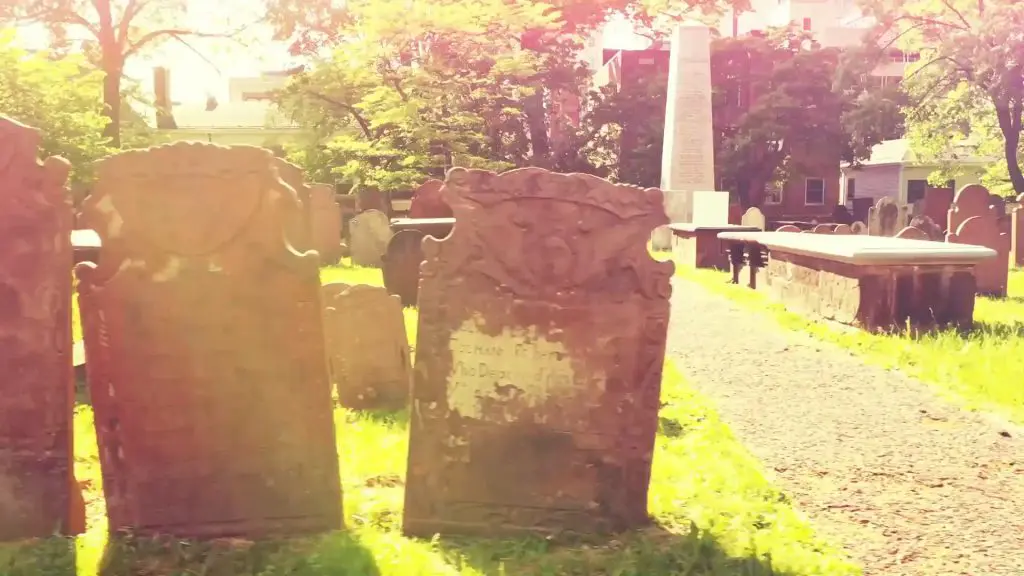 Image drone clip of multiple stones at Ancient Burying Ground