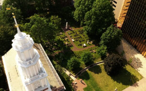 Drone Aerial Photo of Ancient Burying Ground Hartford