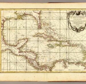 Image of a yellowed map of the Gulf of Mexico used in the West Indies Story Map project